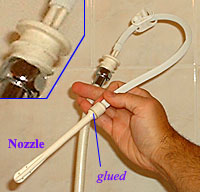 shower head replaced with nozzle