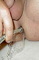 Rinsing out with shower adapter